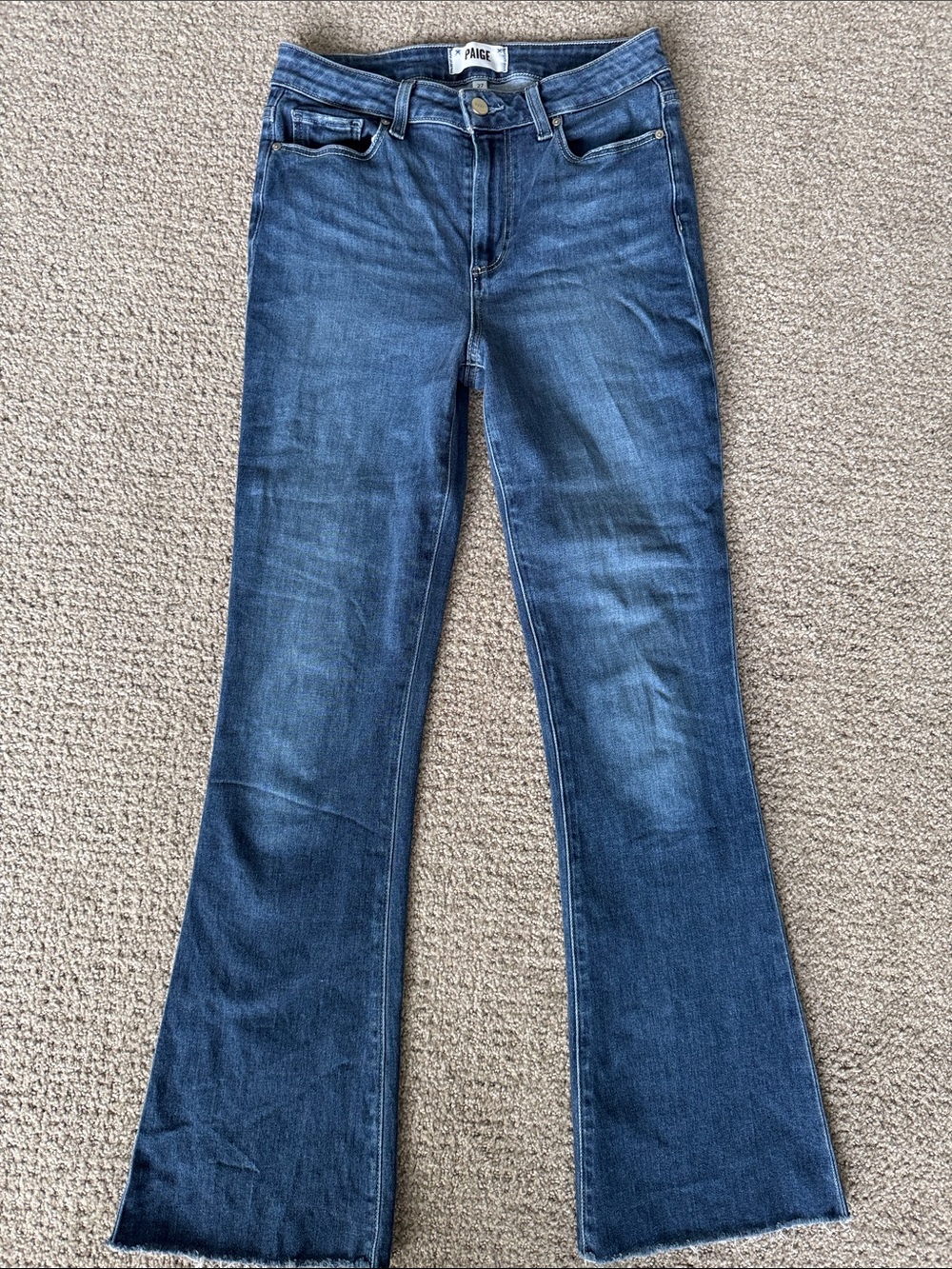 PAIGE Mid to Dark Blue Flare Jeans